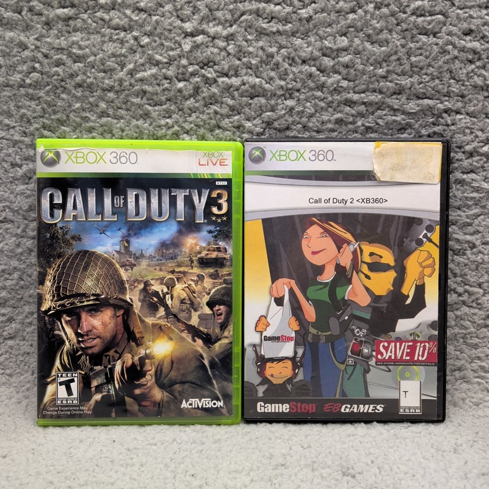 Microsoft Xbox 360 Call Of Duty 2 & 3 Bundle WWII Game Lot Tested Working